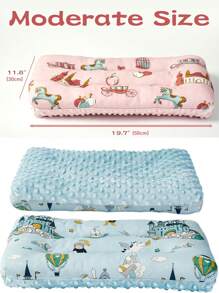 Upgraded Soft & Comfortable Children's Pillow, Center Concave Design, Suitable For Flat Head And Other Head Shapes, Children's Head Support Pillow, Baby Rest Head Support Pillow, Soft & Comfortable Cartoon Bear Memory Foam Pillow, Suitable For Boys And Girls Sleep And Head Support, Sofa Pillow, Random Pattern Distribution - Multicolor - View 2