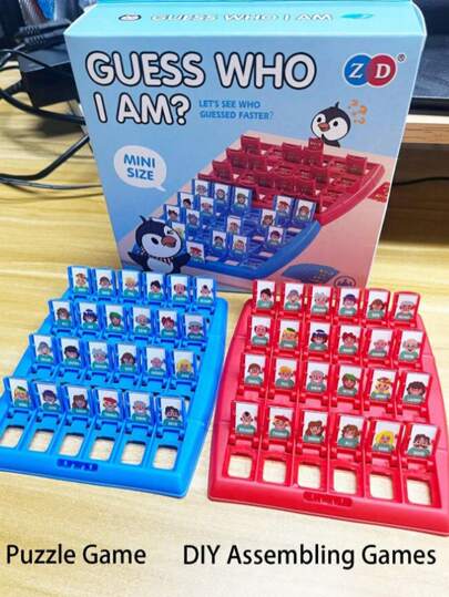 1 套我是谁语言逻辑推理角色拼图玩具桌面卡牌游戏互动 2 人战斗游戏全新独特玩具礼物（小尺寸），圣诞礼物