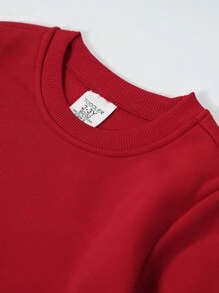 minizone 2pcs/Set Boys Christmas Sweatshirts, Casual Plush Lining Round Neck Tops - Multicolor - View 3