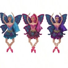 Boneca Bailarina Fada Com Asa e Acessório brinquedo - AZUL - Visão 3