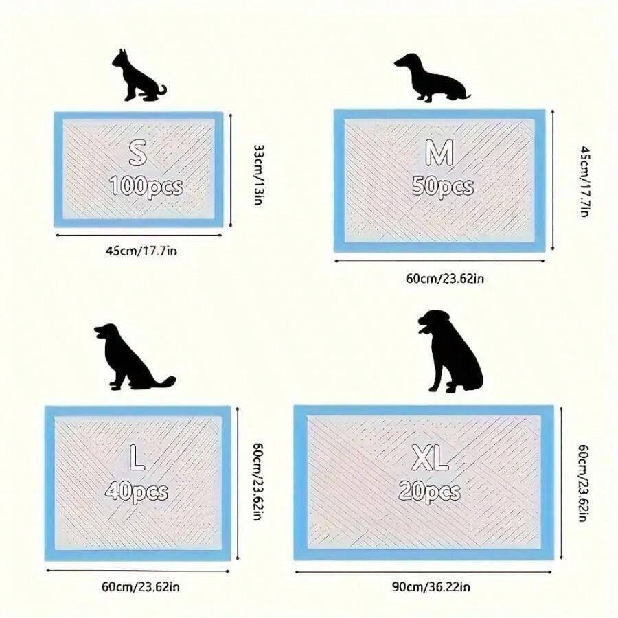 100pcs/Pack Disposable Absorbent Dog Training Pads, Pet Puppy Pee Pads