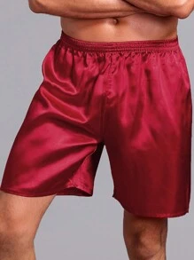 Men's Casual Loose Thin Ice Silk Comfortable Shorts Summer, Men's Home Pajamas - Màu Đỏ Sâu - Xem 7