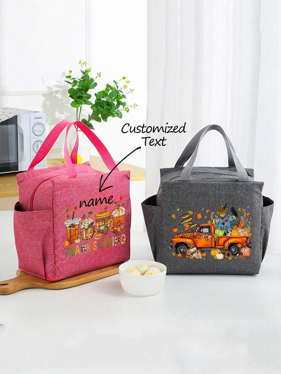 Customized Insulated Lunch Bag With Built-In Waterproof Refrigerated Ice Pack And Large Capacity Commuting Storage Bag, Personalized Customized Patterned Gift Bag, Lightweight, Waterproof, Business, Printed Ice Pack, Oversized Lunch Box Bag, Suitable For Students, Beginners, And White-Collar Office Workers. Suitable For Offices - Pink - View 1