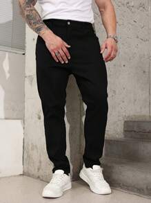 Men's Solid Color Stretch Slim Fit Jeans Fashionable And Versatile