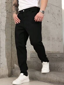 Men's Solid Color Stretch Slim Fit Jeans Fashionable And Versatile