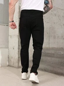 Men's Solid Color Stretch Slim Fit Jeans Fashionable And Versatile
