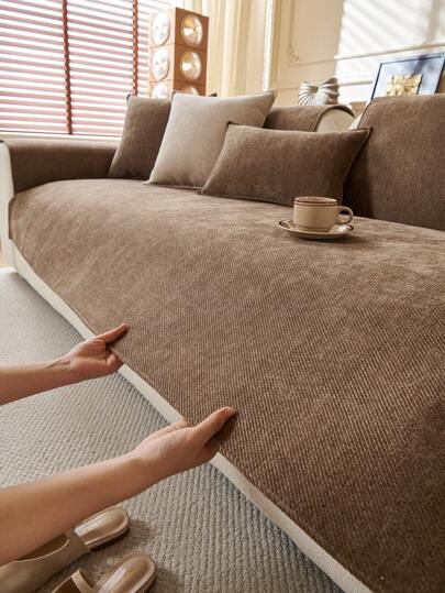 1 Stück einfarbiger Chenille Sofakissenbezug, minimalistisches Sternenmuster Design, rutschfest und kratzfest, Sofabezug für Heimdekoration, passend für 1/2/3/4 Sitzer Sofa, geeignet für alle Jahreszeiten