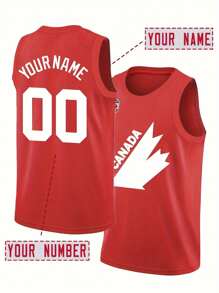 Customized Name And Number Boyfriend Style Men's Embroidered Basketball Jersey Red Round Neck Personalized Sleeveless Shirt Party Game Training Competition Sports Top DIY S-Xxl