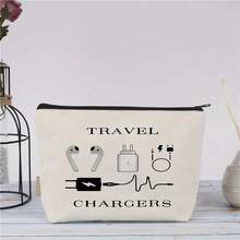 1pc Electronic Charger Organizer Bag, Non-Waterproof Travel Storage Pouch For Chargers, Phone Accessories And Cosmetics, With Buckle Closure (Zipper Color Random),Boho Vibes - Multicolor - View 5