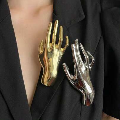 夸张设计精品奢华高端优雅女士手印胸针，适合日常穿着和聚会的西装外套配饰，完美的礼物礼服配饰别针用于衣服包饰学校办公室配饰衬衫夹克珠宝圣诞节万圣节衣服别针有趣可爱的教师礼物