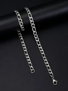 1pc Unisex Stainless Steel Plain Chain, 3mm~10mm Wide, Punk Minimalist Jewelry Accessories - Style a - View 56