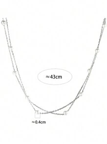 1pc S925 Sterling Silver Multi-Layer Pearl Necklace, Luxury Minimalist Elegant Personalized Chain Necklace, Perfect Gift