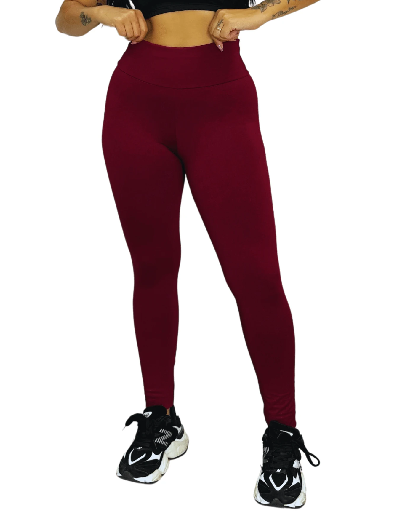 Women's Gym Leggings High Waist Suplex Legging High Waist Leg Fitness MAYU MODA Soft Touch - 酒紅色 - 查看 1