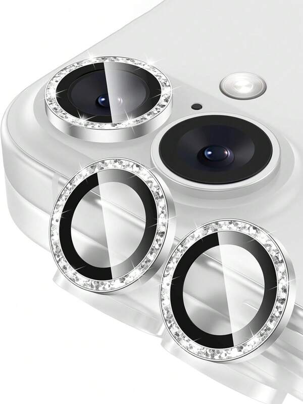 3 件装适用于 16 / 16 Plus 相机镜头保护膜，9H 钢化玻璃相机盖屏幕保护膜，高清清晰，金属个人戒指适用于 16 6.1 英寸 / 16 Plus 6.7 英寸 202 4 生日、家人、朋友的礼物闪亮水晶、镜头保护膜、手机配件防水防震防摔防摔防刮防指纹全覆盖