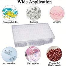 128 Slots Diamond Painting Box Nail Art Accessory Box Beads Storage Box DIY Art Craft Box Small Parts Beads Jewelry Earrings Grid Case Transparent - Transparent - View 2