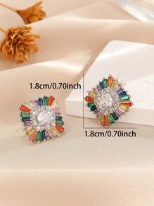 1 Paar luxuriöse geometrische kubische Zirkonia Kupfer Ohrstecker, stilvolle Gestaltung geeignet, Party, Fest und Alltag von Frauen