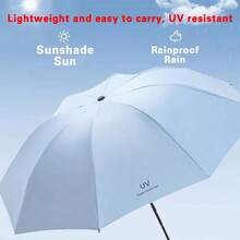 雨伞太阳伞折叠伞旅行必备两用防晒雨伞全自动雨伞防紫外线加大厚度男女皆宜防风小巧折叠伞防晒户外遮阳露营车可爱雨伞女孩女人男孩男人旅行必备折叠大中小安全防水轻便老师妈妈父亲圣诞礼物便携透明迷你口袋 - 藍色 - 查看 3