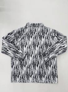 男士百搭休闲日常穿着数码绘画时尚简约夹克 - 黑色 - 查看 4