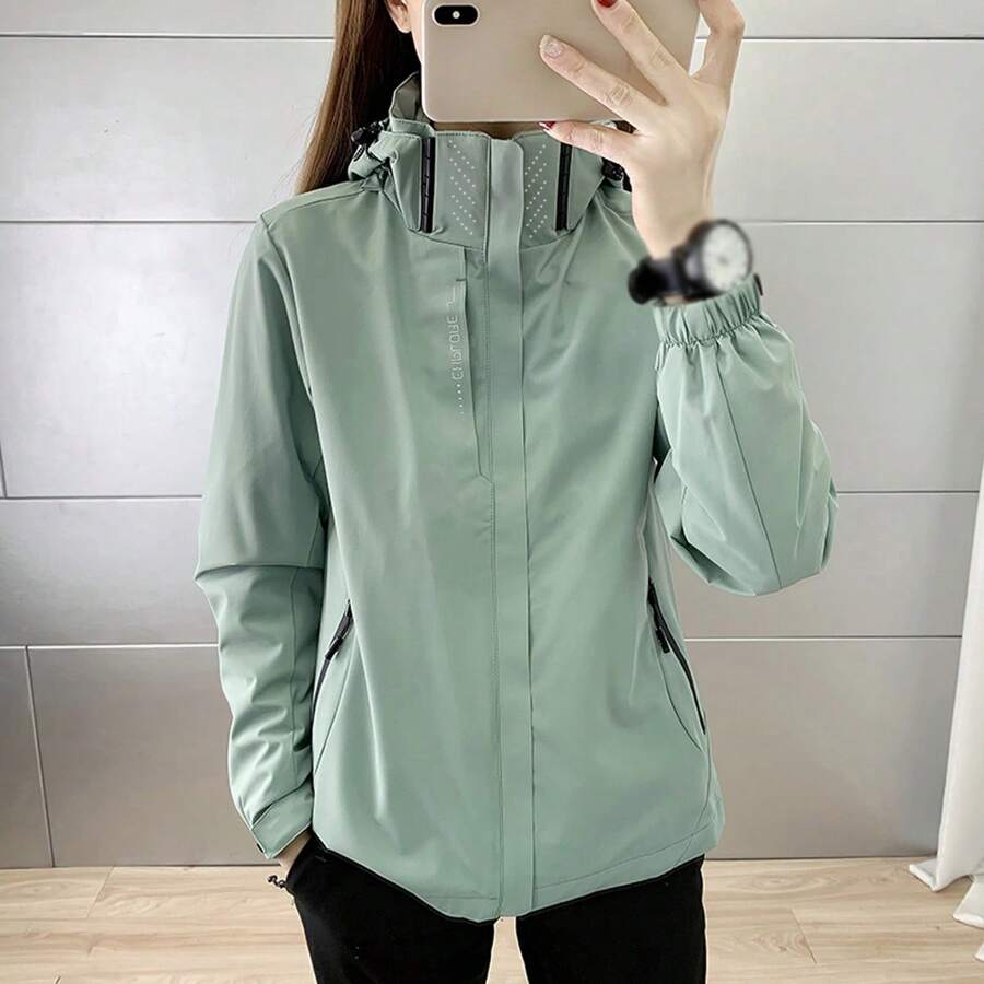 女款戶外透氣，耐磨，防風，防雨，單件實色突擊外套