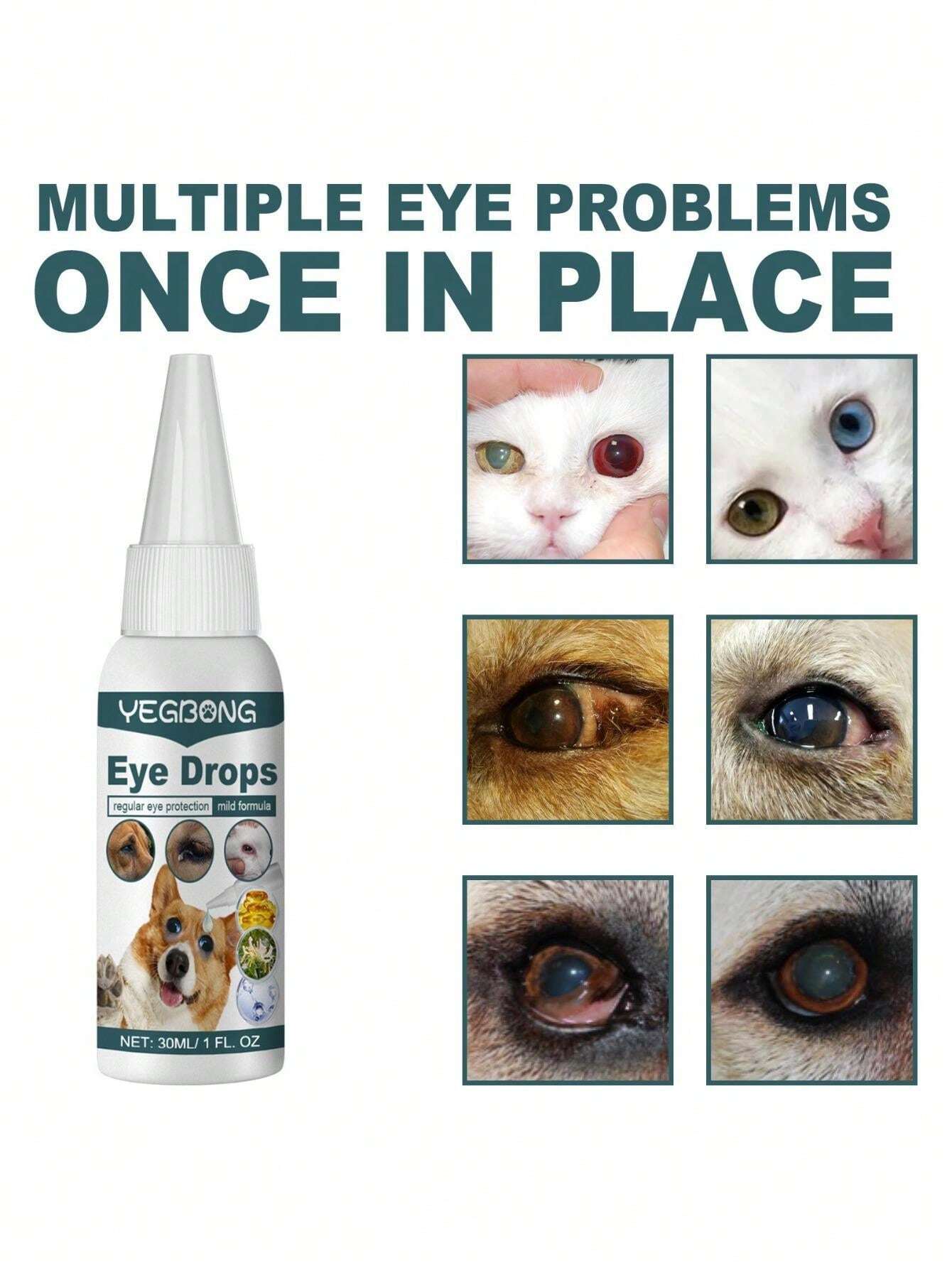 1 Pc Pet Eye Drops, Tear Stain & Eye Gunk Cleaner, Suitable For Cats