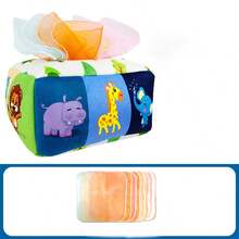 Una caja de pañuelos que los bebés no pueden romper, un juguete de dibujo de papel para que los bebés usen sus dedos para dibujar pañuelos como ejercicio, educación temprana y confort (color de pañuelo aleatorio) - Multicolor - Ver 8