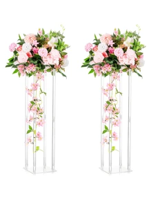 Acrylic Vases Wedding Centerpieces For Tables,Clear Column Flower Stand, 31.5in Tall Flower Vases For Centerpieces, Geometric Vases For Centerpieces Bulk, Birthday Party, Home Decor, And Halloween Decorations - 兩種類型的數量 - 查看 1