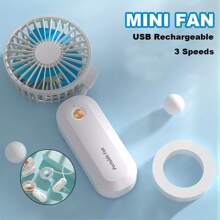 NetHong Portable Rechargeable Handheld Fan - Small Quiet Personal Cooler Powered Desk - Blue - View 6