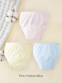 3条装新生儿如厕训练裤，可水洗薄款婴儿学习裤，男女通用布尿布，可重复使用尿布内裤，适合如厕训练、户外活动等，婴儿必备清单