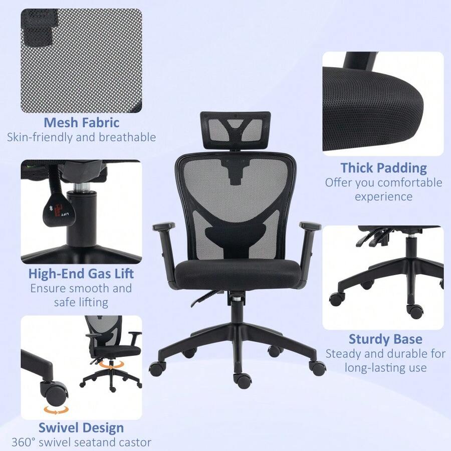 Vinsetto High Back Ergonomic Computer Home Office Chair, Mesh Task