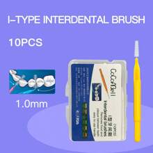 Bàn chải kẽ răng COCOABELL, chỉ nha khoa, dụng cụ làm sạch răng chỉnh nha lông mềm, tay cầm thẳng hình chữ I, du lịch cầm tay, 10 chiếc/gói, (0,4mm~1,2mm) có 6 kích cỡ, có thể tái sử dụng - Nhiều màu - Xem 12