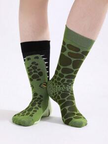 1 Pair Funny Crocodile Pattern Unisex Mid-Calf Socks, Design For All Seasons - Multicolor - View 5