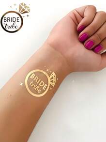 16 Sheets Bride Tribe Fake Flash Metallic Tattoo Stickers Cheers Bachelorette Tattoos For Women Adults Bridesmaid Favor Party Decorations Design Of Heart Kiss Valentine Day