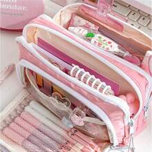 1 pièce Trousse à crayons de grande capacité avec design portable, idéal pour le bureau et l'école. Polyvalente en tant que sac de maquillage, convient pour le bureau, l'école, les jeunes, les filles, les garçons, les hommes, les femmes, les adultes, trousse à crayons, sac d'école