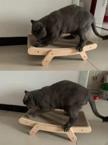 1 pieza Tabla rascadora de gato transformable, estructura de madera duradera Sillón y cama de descanso para gatos para uso en interiores - Albaricoque - Ver 8