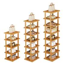 5/7/8 Tiers Vertical Shoe Rack, Wood Narrow Shoe Rack, Small Shoe Organizer, Space Saving Corner Shoe Shelf, Tall Shoe Tower, Free Standing Shoe Rack For Entryway, Closet, No-Tool Need - WOOD - View 11