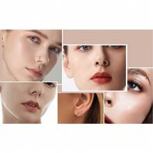 1pc G23 Titanium Low Allergy Cubic Zirconia C-Shape Nose Ring 20G Thin Nose Septum Ring, 18K Gold Plated Cartilage Helix Tragus Earring, 8mm Black Ear Lobe Earring, Unisex Body Piercing Jewelry - N041 - View 8