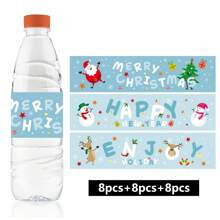 24 piezas de etiquetas para botellas de agua para decoraciones de fiesta de Navidad, etiquetas a prueba de agua con tema navideño para botellas de agua, suministros para fiestas como adornos navideños - Multicolor - Ver 12