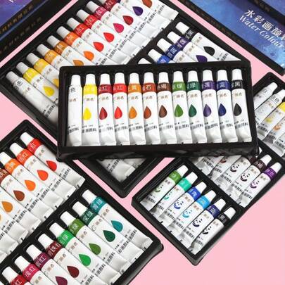 12/18/24/36 色水彩颜料艺术套装，12ml/0.4oz 管，丙烯画套装艺术用品，适合业余画家、初学者、成人、课堂学生礼物，适合返校、学校用品