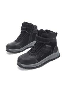 钩环无鞋带运动鞋，带保暖内衬和防滑鞋底，适合男孩户外旅行和运动