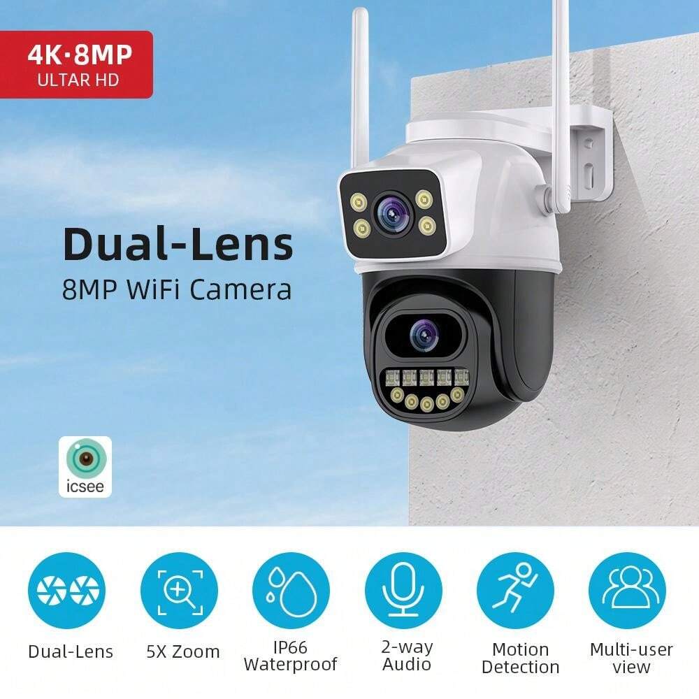 8MP Dual Lens Dual Screen Panoramic Night Vision Intelligent Home