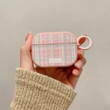 Maillard Brown Plaid 3 Earphone Protective Case Cover, Compatible With Apple 2/Pro, New Leather Soft Shell, Pink, Niche Autumn/Winter Goddess Elegant, Actual Color May Vary Slightly - Multicolor - View 4