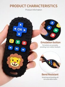 1 Stück Silikon TV-Fernbedienung Kautschukspielzeug, weicher Zahnungshilfe mit Klickknöpfen, bequemer Zahnfleischmassager, geeignet für Babys von 3-6 Monaten