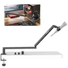 Low Profile Microphone Boom Arm, Rubesee Adjustable Stick Mic Arm Stand With Desk Mount Clamp/Screw Adapter/Microphone Clip, Fully Rotatable Aluminum Low Arm For Podcast/Streaming/Gaming/Office - Black - View 2