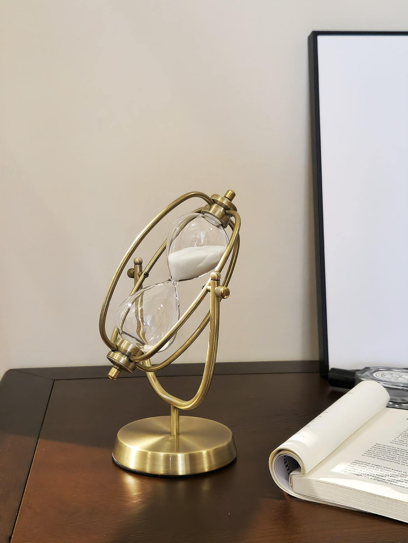 1 Pc Rotating Hourglass Of 15 Minutes Creative Metal Sand Timer