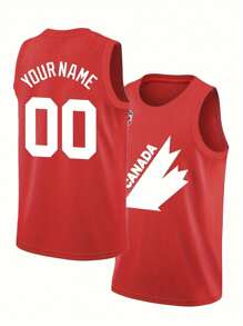 Customized Name And Number Boyfriend Style Men's Embroidered Basketball Jersey Red Round Neck Personalized Sleeveless Shirt Party Game Training Competition Sports Top DIY S-Xxl