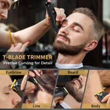 SH-2576T Black Gold Hair Clippers Professional Cordless For Men,Fade Hair Clippers,Barber Clippers For Hair Cutting Kit, Wireless LCD Display Hair Trimmers Set, Rechargeable Haircut Machine For Family