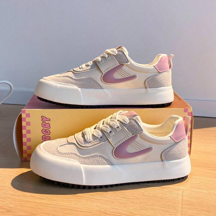 Printed Dopamine Design Trainers Sneakers, Casual LowTop Round Toe