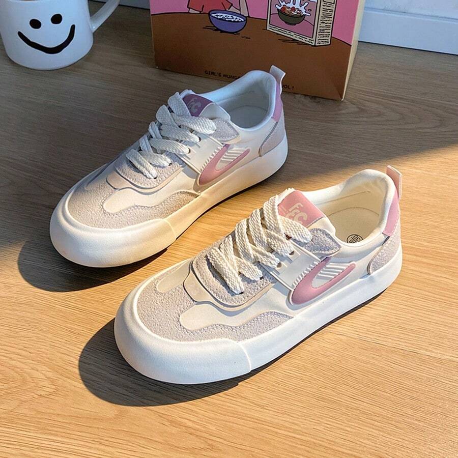 Printed Dopamine Design Trainers Sneakers, Casual LowTop Round Toe