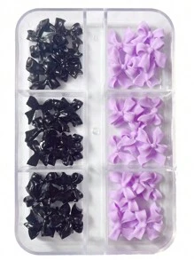 50 件/盒 3D 韩式磨砂丝带蝴蝶结美甲装饰树脂蝴蝶指甲装饰，简约设计 - 彩色 - 查看 8