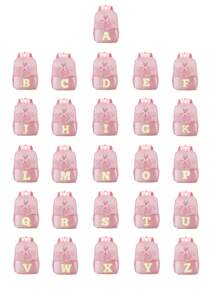 1个拉链封口时尚甜美公主风舞蹈包，附赠A-Z 26个字母贴纸，纯色背包，适合青少年芭蕾舞学校，也可用于外出，可调节肩带，舒适耐用，长款顺滑，百搭简约，是送给朋友和青少年的完美礼物（DIY字母贴纸） - 粉色 - 查看 3